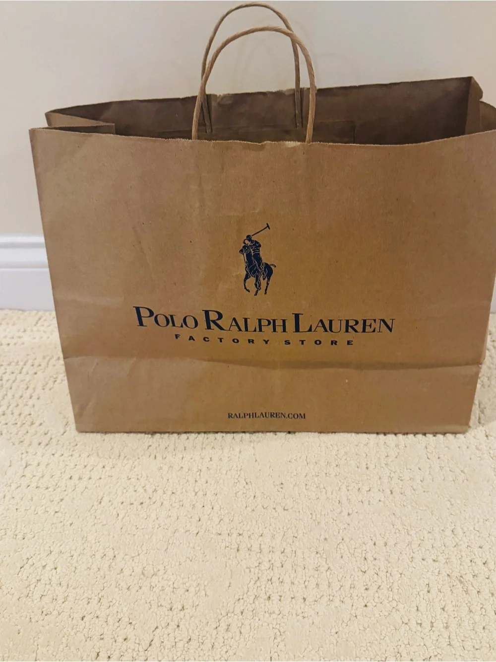 Polo Ralph Lauren Logo Brown Solid Paper Gift Shopping Bag Large 16x12x6 Empty